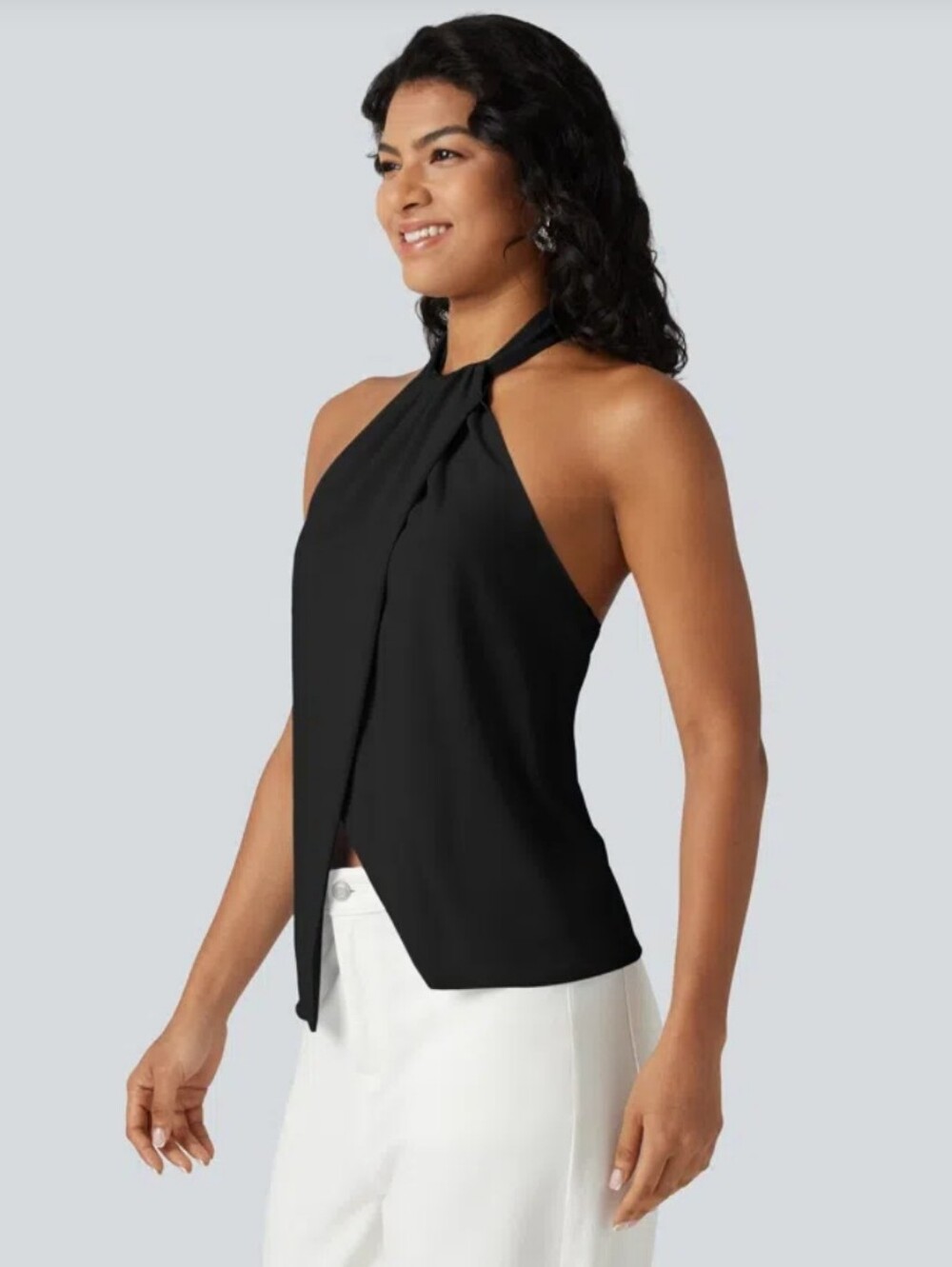 Halara NWTs Backless Tie-back Casual Halter Top - Picture 2 of 6